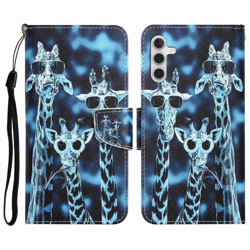 Custodia in pelle Samsung Galaxy A14 / A14 5G Giraffe In Incognito Nel Cordino