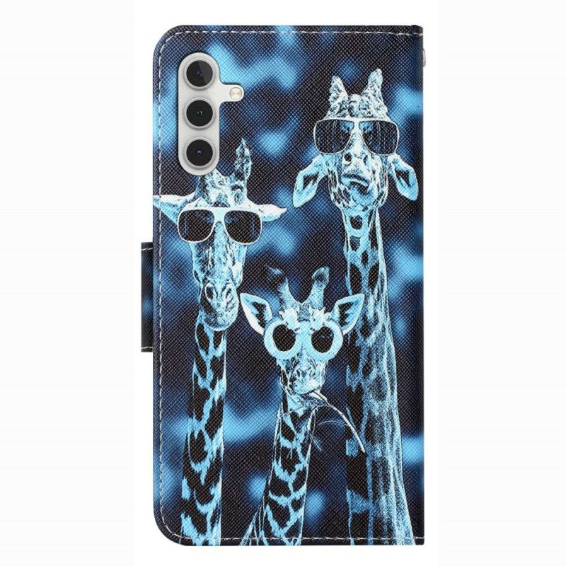 Custodia in pelle Samsung Galaxy A14 / A14 5G Giraffe In Incognito Nel Cordino