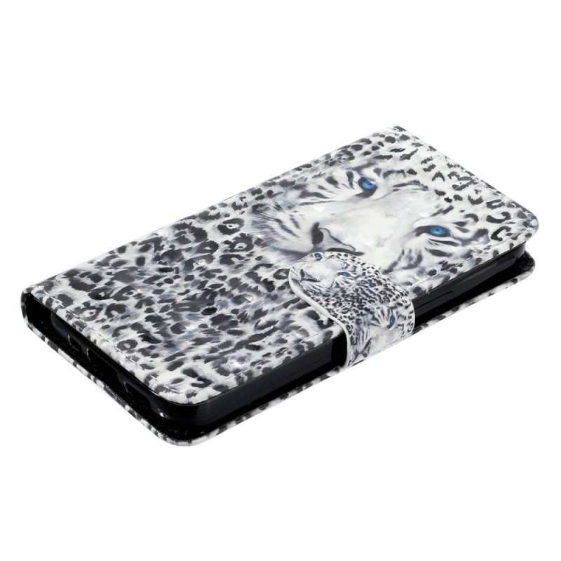 Custodia in pelle Samsung Galaxy A14 / A14 5G Leopardo Con Spalline