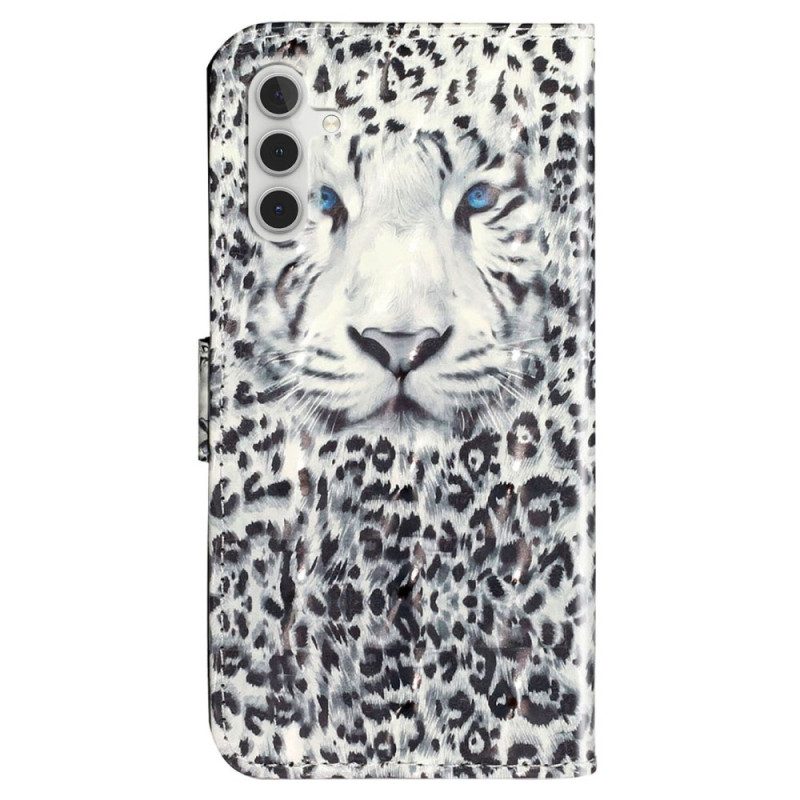 Custodia in pelle Samsung Galaxy A14 / A14 5G Leopardo Con Spalline