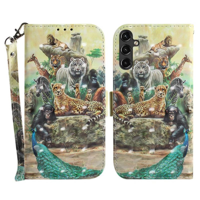 Custodia in pelle Samsung Galaxy A14 / A14 5G Perizoma Safari Animali