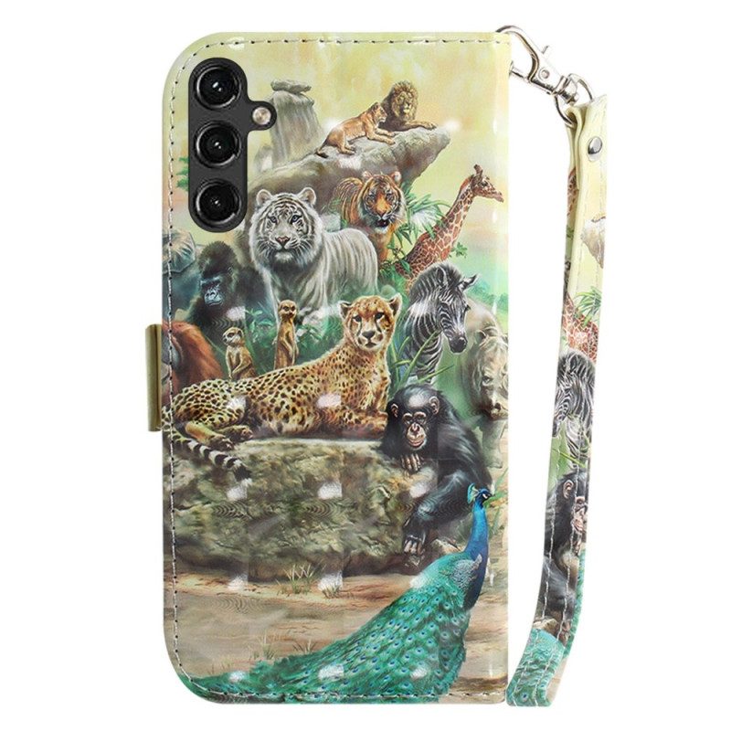 Custodia in pelle Samsung Galaxy A14 / A14 5G Perizoma Safari Animali