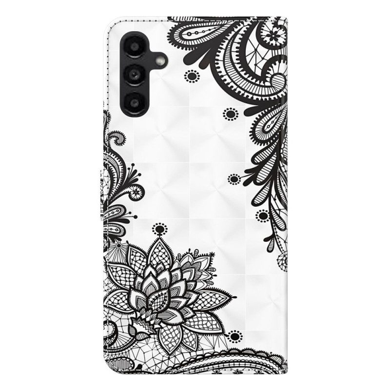 Custodia in pelle Samsung Galaxy A14 / A14 5G Pizzo Con Spalline