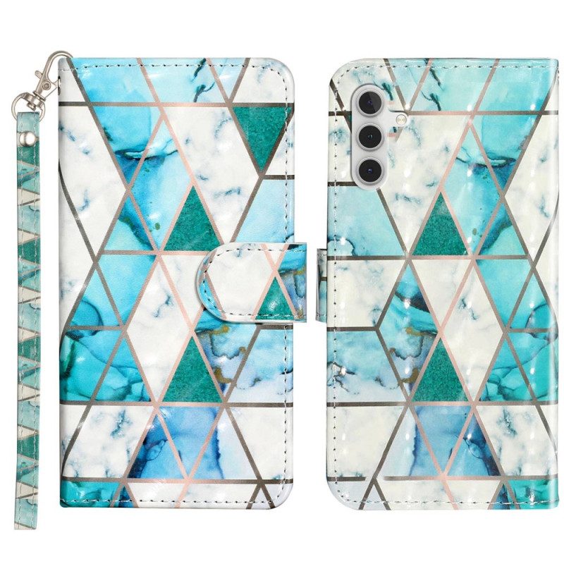 Custodia in pelle Samsung Galaxy A14 / A14 5G Strappy Notte Tigre