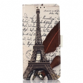 Custodia in pelle Samsung Galaxy A14 / A14 5G Torre Eiffel Del Poeta