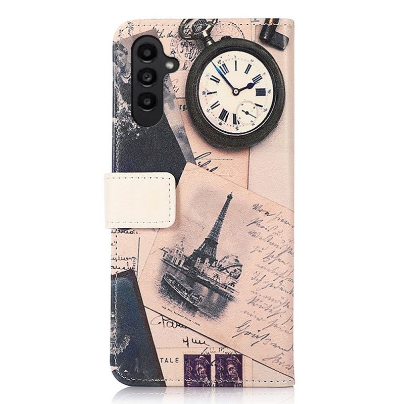 Custodia in pelle Samsung Galaxy A14 / A14 5G Torre Eiffel Del Poeta