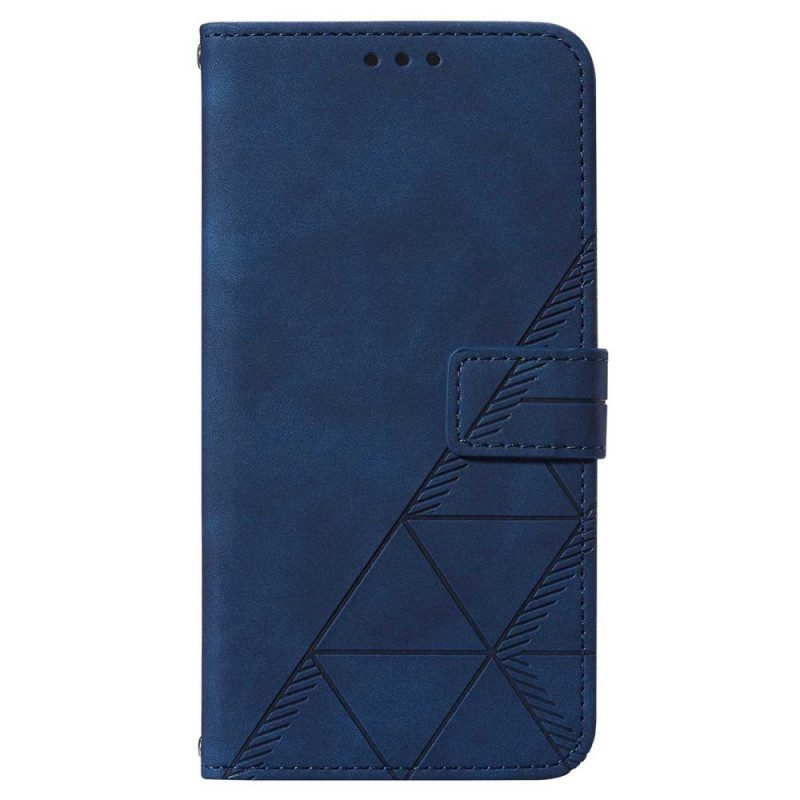 Custodia in pelle Samsung Galaxy A14 / A14 5G Triangoli Con Cordino