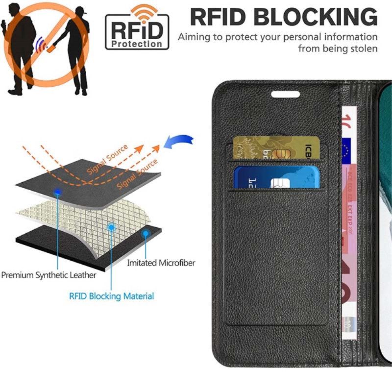 Folio Cover Samsung Galaxy A14 / A14 5G Custodia in pelle Diamanti Rfid