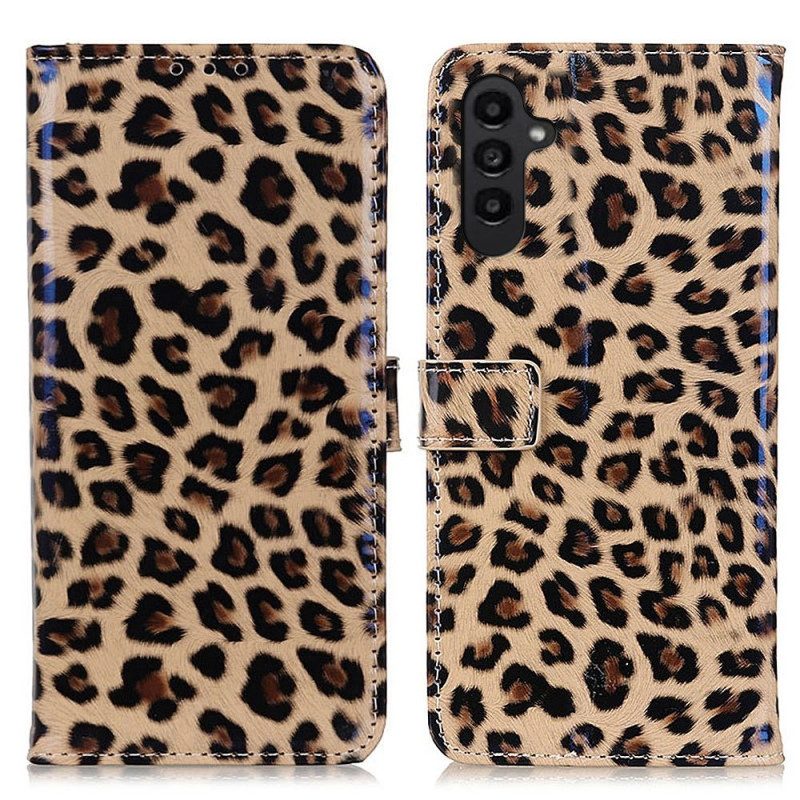 Folio Cover Samsung Galaxy A14 / A14 5G Effetto Pelle Di Leopardo