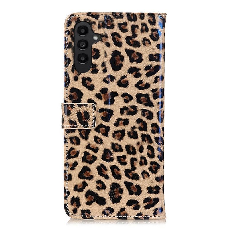 Folio Cover Samsung Galaxy A14 / A14 5G Effetto Pelle Di Leopardo