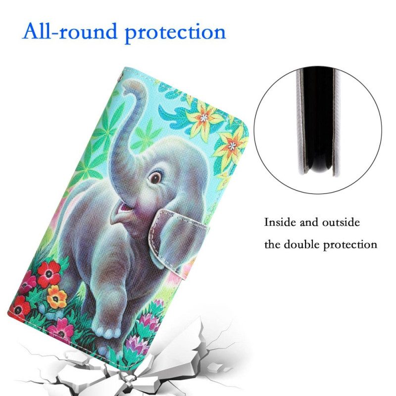 Folio Cover Samsung Galaxy A14 / A14 5G Elefante Allegro Con Cordino