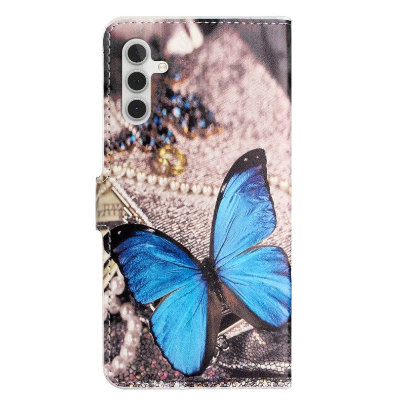 Folio Cover Samsung Galaxy A14 / A14 5G Farfalla Blu