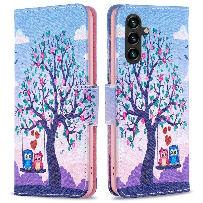 Folio Cover Samsung Galaxy A14 / A14 5G Gufi Sull'altalena