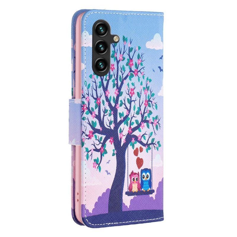 Folio Cover Samsung Galaxy A14 / A14 5G Gufi Sull'altalena