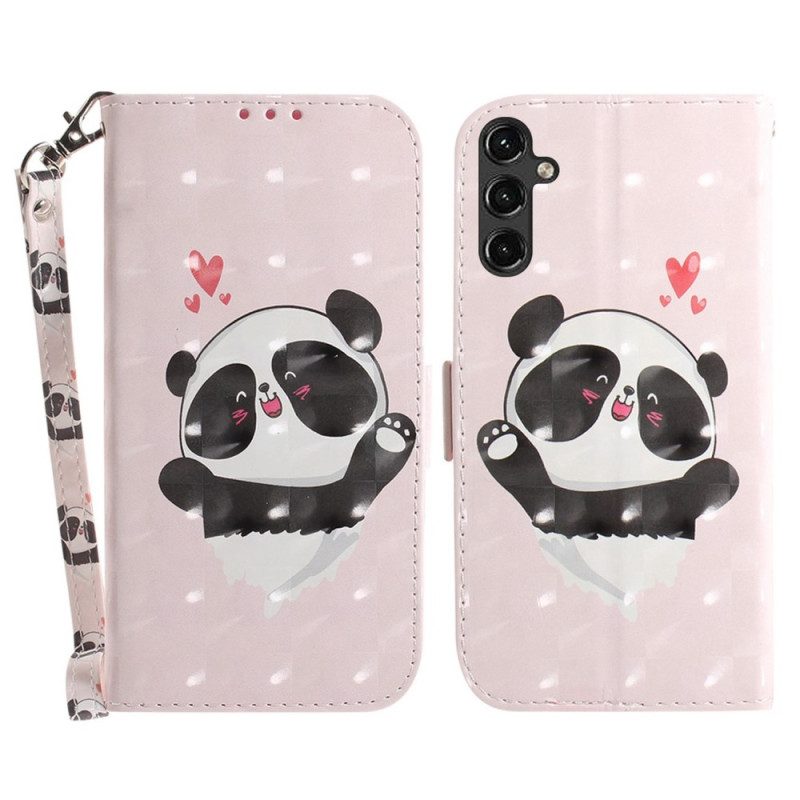 Folio Cover Samsung Galaxy A14 / A14 5G Panda Love Con Cordino