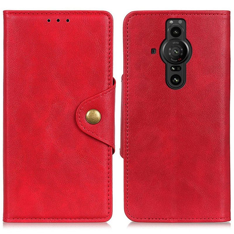 Custodia in pelle Sony Xperia Pro-I Bottone Decorativo In Ecopelle