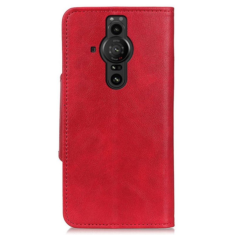 Custodia in pelle Sony Xperia Pro-I Bottone Decorativo In Ecopelle