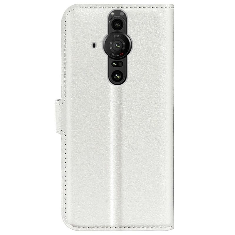 Custodia in pelle Sony Xperia Pro-I Classico Effetto Litchi