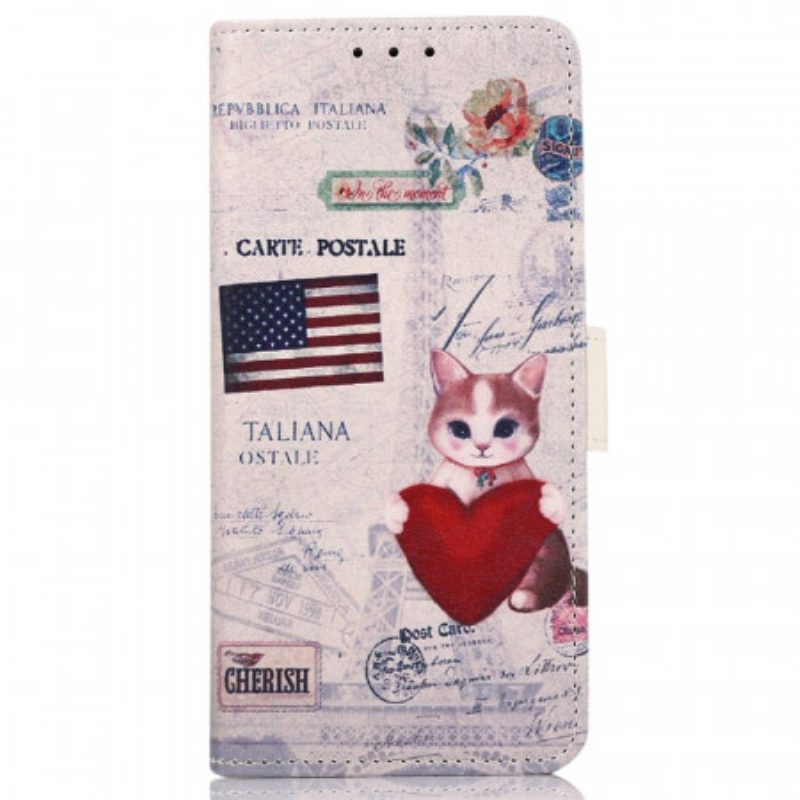 Custodia in pelle Sony Xperia Pro-I Gatto Viaggiatore