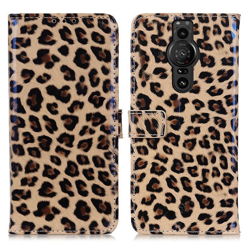 Custodia in pelle Sony Xperia Pro-I Leopardo