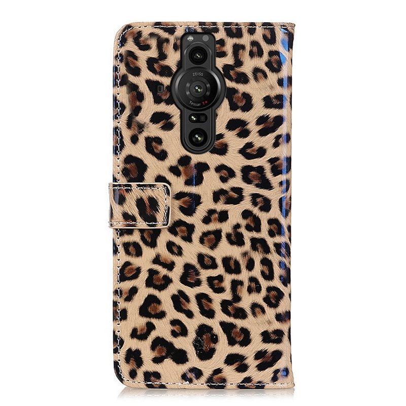 Custodia in pelle Sony Xperia Pro-I Leopardo