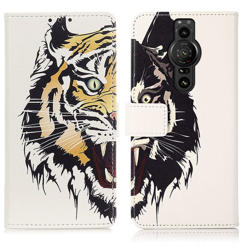 Custodia in pelle Sony Xperia Pro-I Tigre Feroce