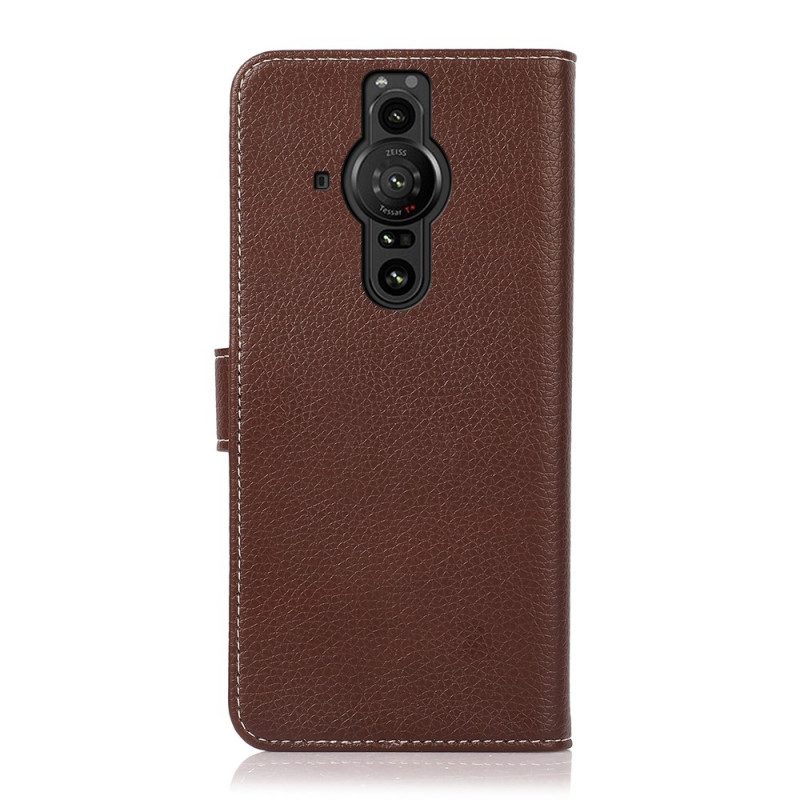 Folio Cover Sony Xperia Pro-I Cuciture A Vista Lychee