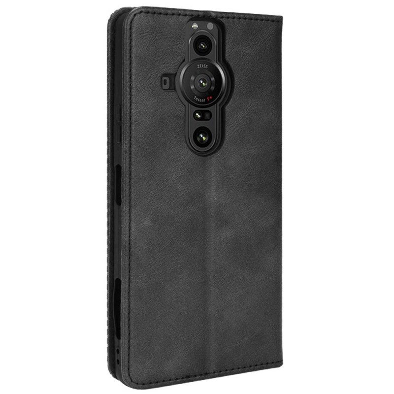 Folio Cover Sony Xperia Pro-I Custodia in pelle Effetto Pelle Vintage Stilizzato