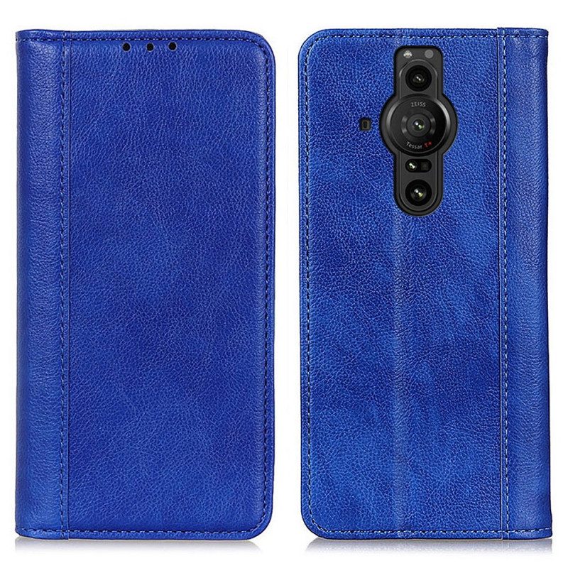 Folio Cover Sony Xperia Pro-I Custodia in pelle Eleganza Split Litchi Leather