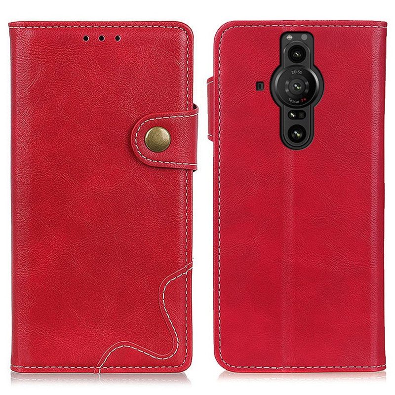 Folio Cover Sony Xperia Pro-I Pulsante Di Cucito Artistico