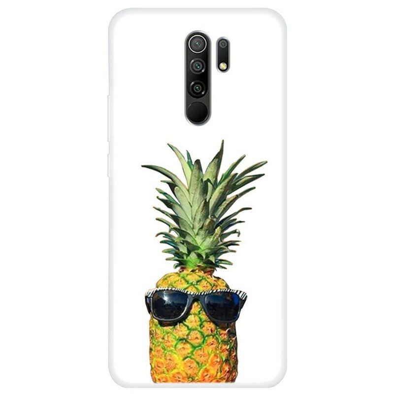 Cover Xiaomi Redmi 9 Ananas Trasparente Con Occhiali