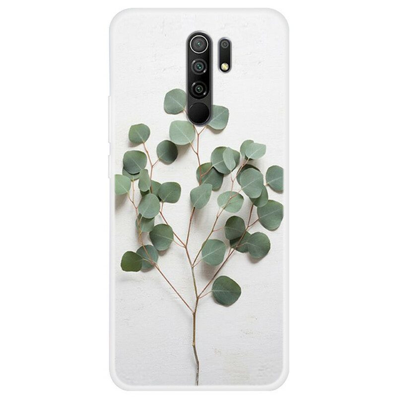 Cover Xiaomi Redmi 9 Foglie Realistiche Trasparenti