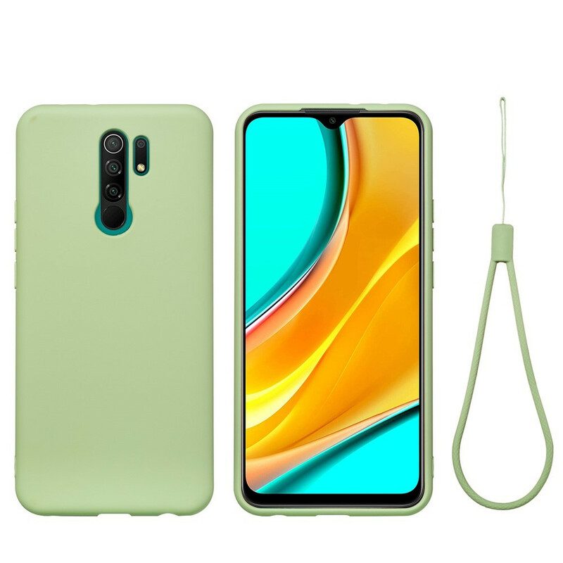 Cover Xiaomi Redmi 9 Silicone Liquido Con Cordino