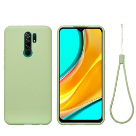 Cover Xiaomi Redmi 9 Silicone Liquido Con Cordino