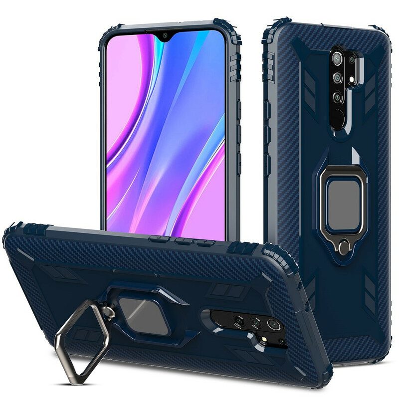 Cover Xiaomi Redmi 9 Stile Ad Anello In Fibra Di Carbonio