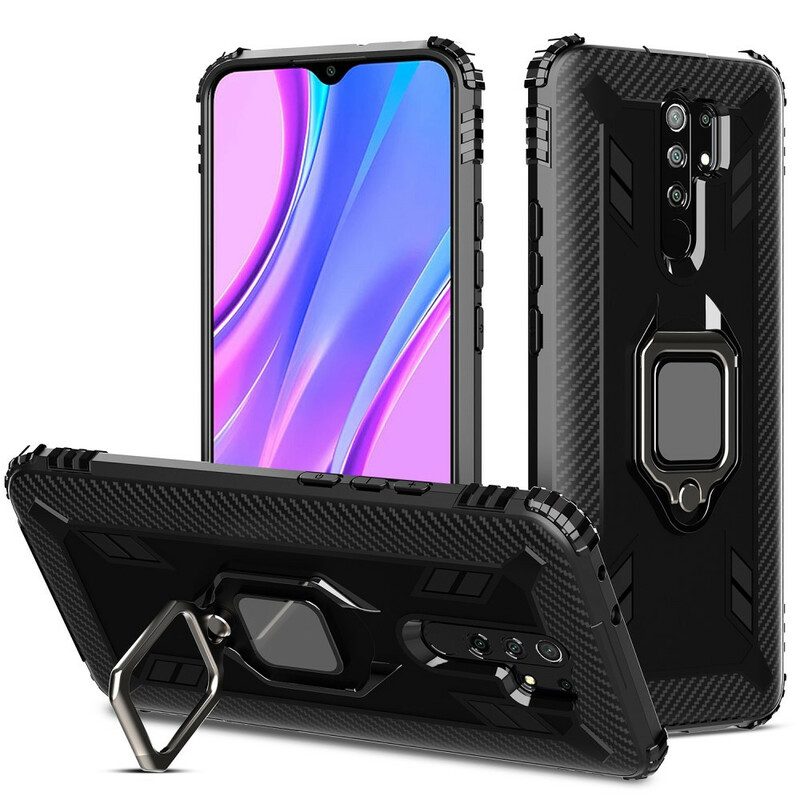 Cover Xiaomi Redmi 9 Stile Ad Anello In Fibra Di Carbonio