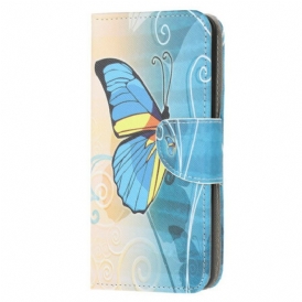 Custodia A Portafoglio Xiaomi Redmi 9 Farfalla Blu E Gialla