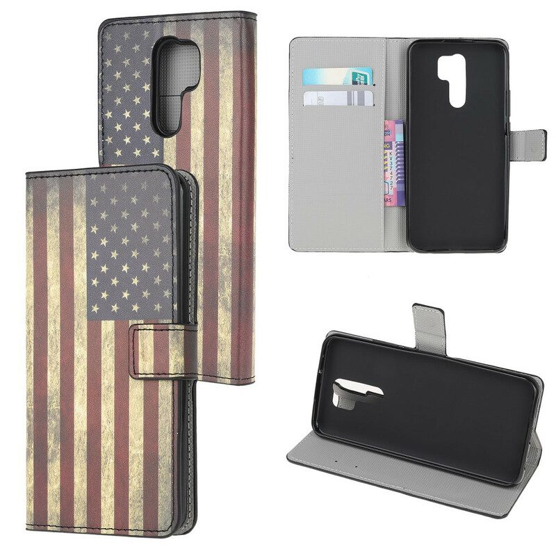 Custodia in pelle Xiaomi Redmi 9 Bandiera Americana