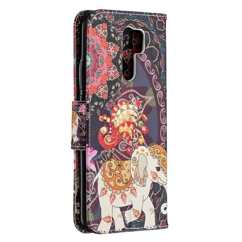 Custodia in pelle Xiaomi Redmi 9 Elefanti Indiani