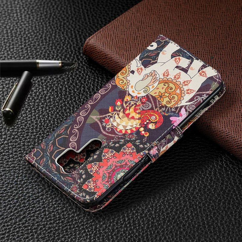 Custodia in pelle Xiaomi Redmi 9 Elefanti Indiani