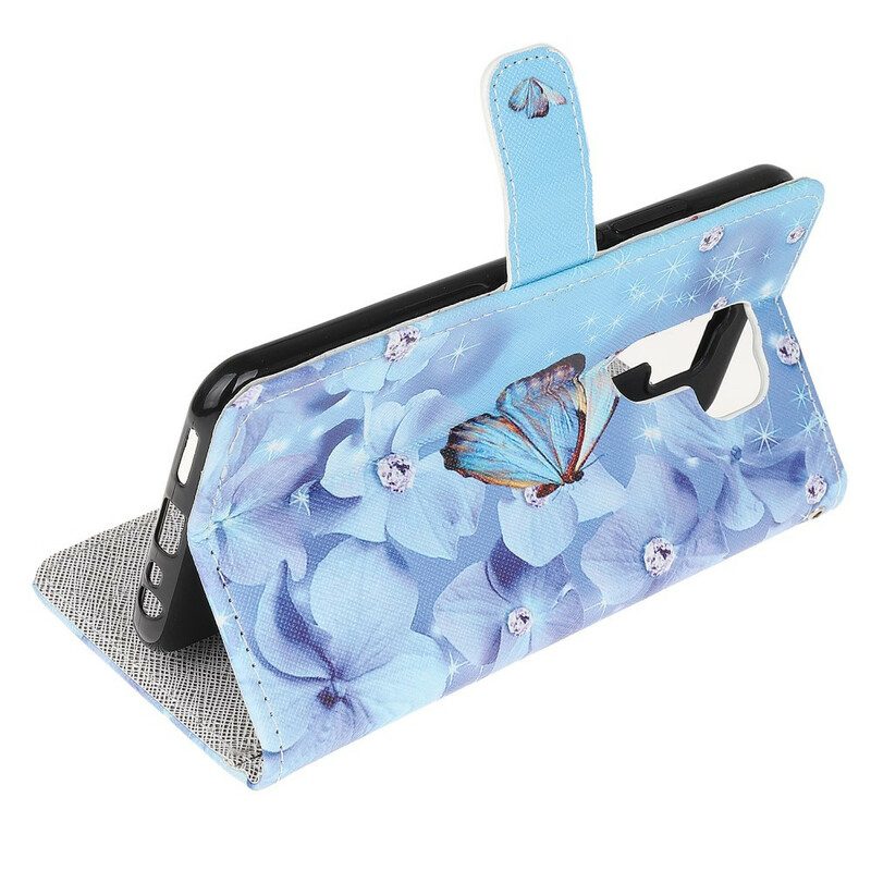 Custodia in pelle Xiaomi Redmi 9 Farfalle Di Diamanti Strappy