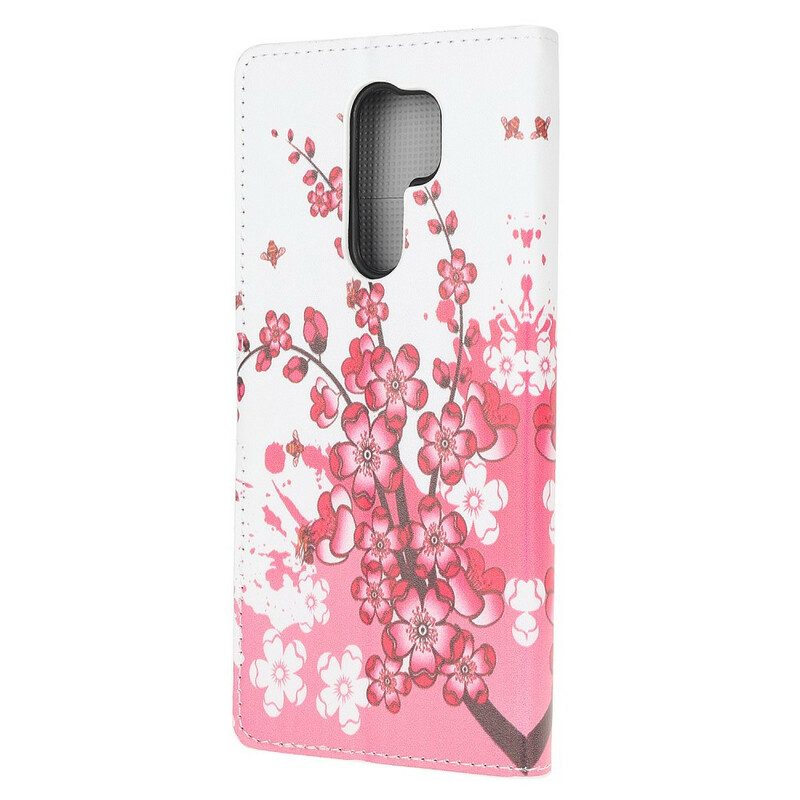 Custodia in pelle Xiaomi Redmi 9 Fiori Tropicali