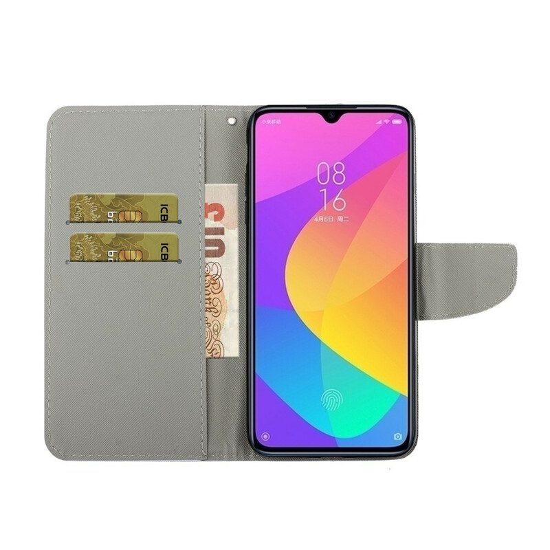 Custodia in pelle Xiaomi Redmi 9 Gatto Non Toccarmi Con La Cinghia