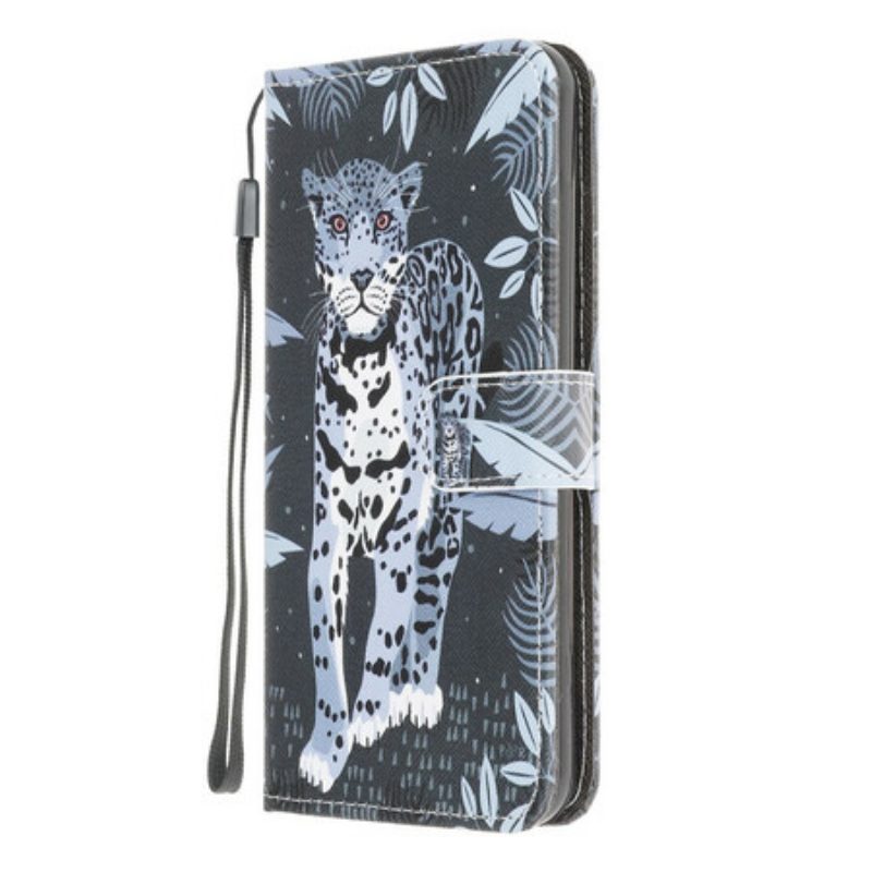 Custodia in pelle Xiaomi Redmi 9 Leopardo Con Spalline