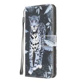 Custodia in pelle Xiaomi Redmi 9 Leopardo Con Spalline