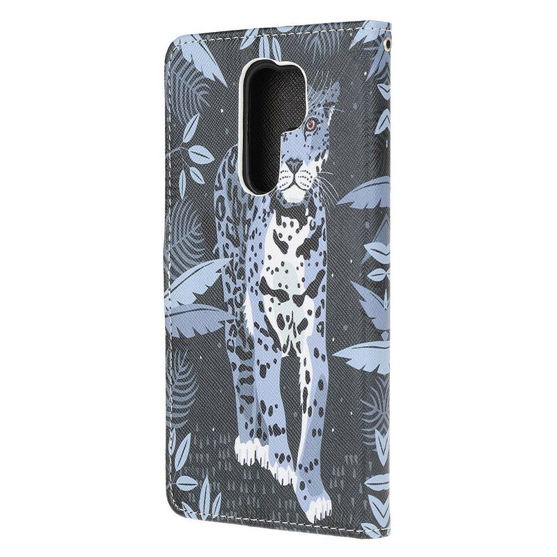 Custodia in pelle Xiaomi Redmi 9 Leopardo Con Spalline