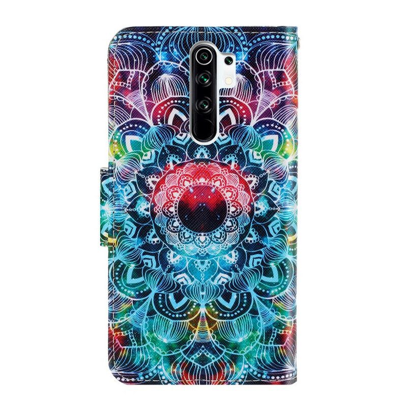 Custodia in pelle Xiaomi Redmi 9 Mandala Con Spalline Vistose