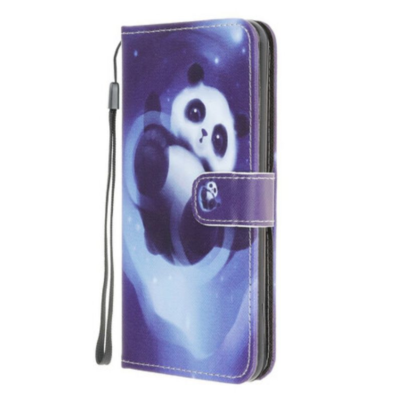 Custodia in pelle Xiaomi Redmi 9 Panda Space Con Cordino