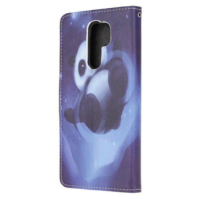 Custodia in pelle Xiaomi Redmi 9 Panda Space Con Cordino