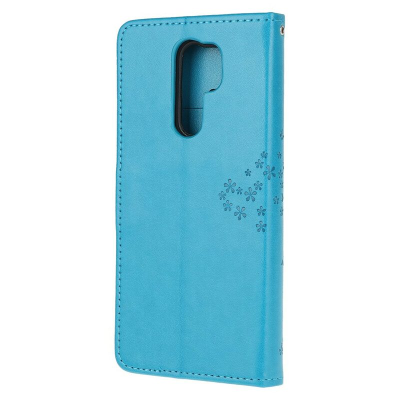 Custodia in pelle Xiaomi Redmi 9 Perizoma Albero E Gufi